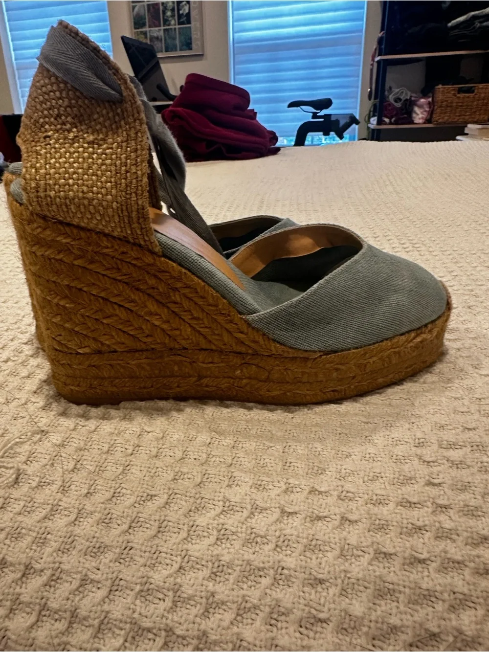 Castaner CHIARA T/8ED/002 37 (7 7.5) chambray denim  blue wedge espadrille
